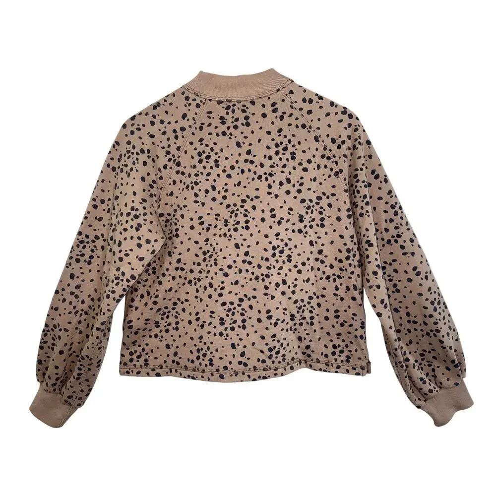 Abercrombie & Fitch Brown Tan Black Animal Print Cropped Sweatshirt Women Size M